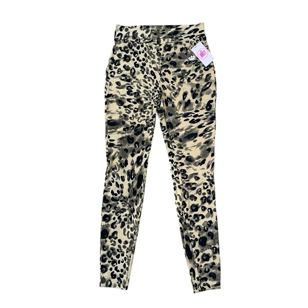 Juicy Couture Leopard Print Leggings Sz M Y2K Athleisure High Rise Stretch - Picture 2 of 6